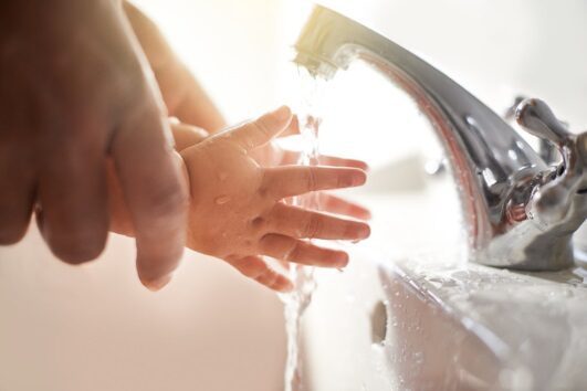 Toddler washing hands